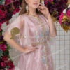 ⁦قفطان مغربي نصف ردن | وردي فاتح⁩ - الصورة ⁦3⁩