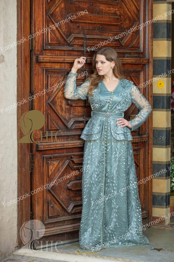 قفطان مغربي ردن طويلة | زيتوني