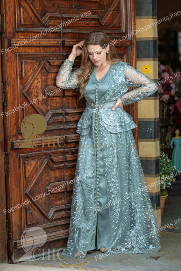 ⁦قفطان مغربي ردن طويلة | زيتوني⁩ - الصورة ⁦3⁩