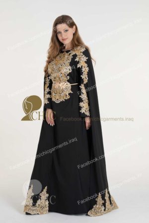 ستايل خليجي ردن طويله مع رداء مشغول | اسود