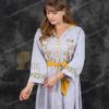 ⁦جلابية خليجي مع شغل يدوي مع كب | سمائي فاتح⁩ - الصورة ⁦3⁩