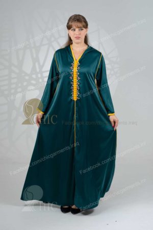 جلابية خليجي مع شغل يدوي مع كب | زيتوني