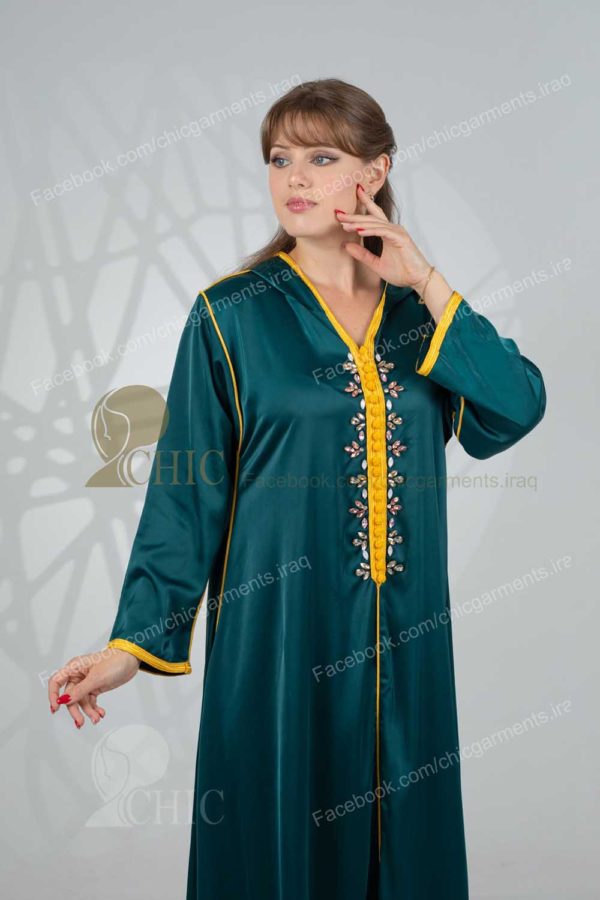 ⁦جلابية خليجي مع شغل يدوي مع كب | زيتوني⁩ - الصورة ⁦3⁩