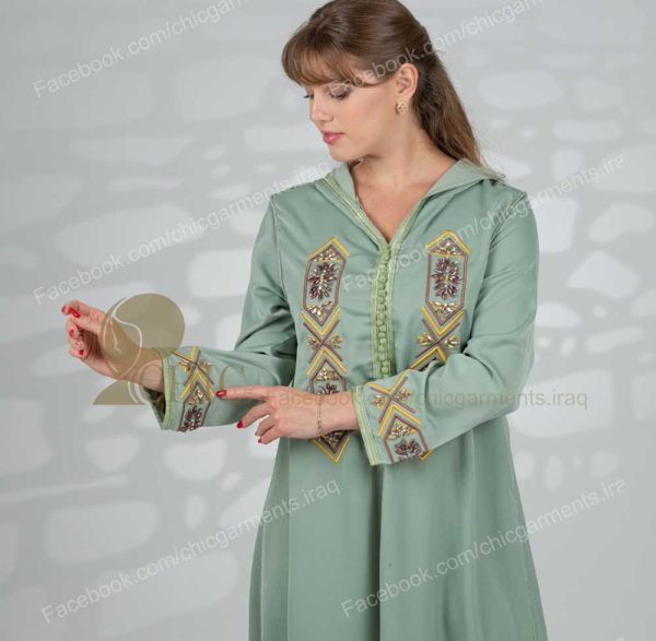 ⁦جلابية خليجي مع شغل يدوي مع كب | اخضر⁩ - الصورة ⁦2⁩