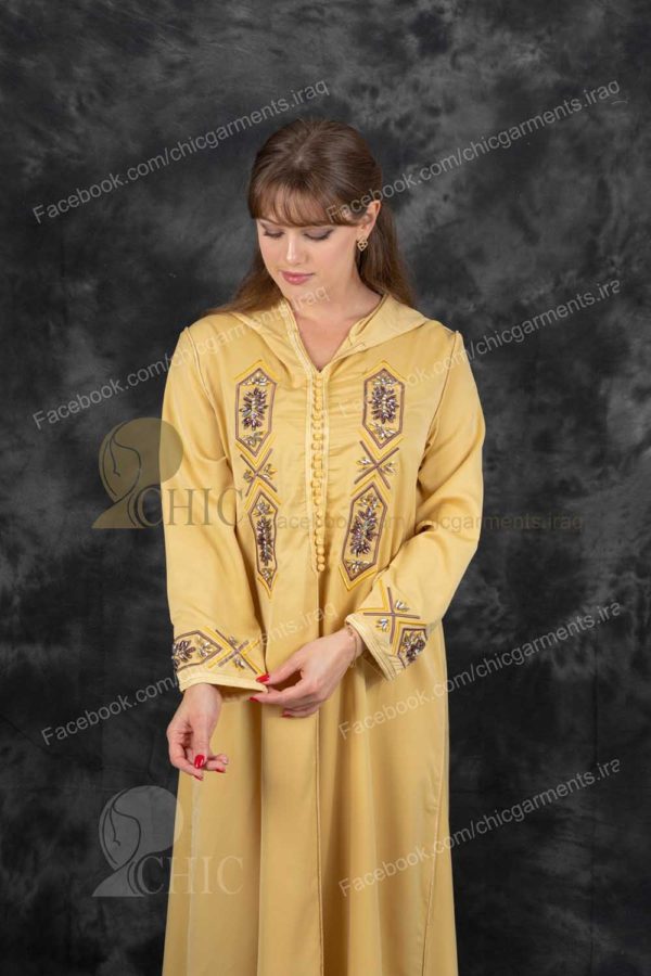 ⁦جلابية خليجي مع شغل يدوي مع كب | خردلي⁩ - الصورة ⁦2⁩