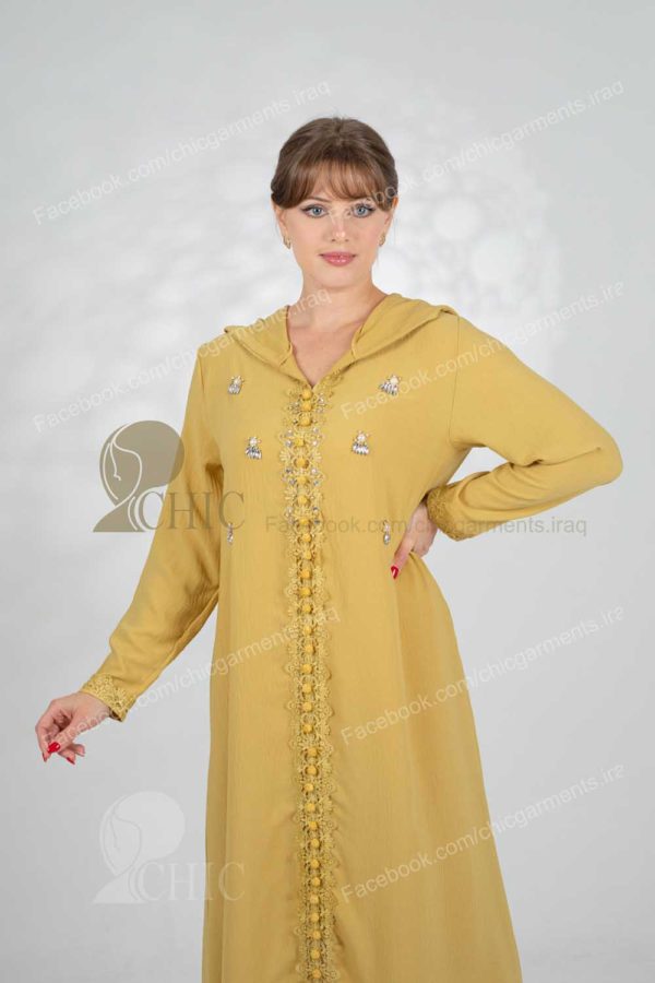 ⁦جلابية خليجي مع شغل يدوي مع كب | خردلي⁩ - الصورة ⁦3⁩