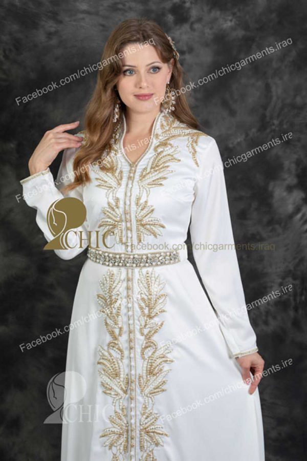 ⁦قفطان مغربي قطعه واحده | ابيض⁩ - الصورة ⁦2⁩