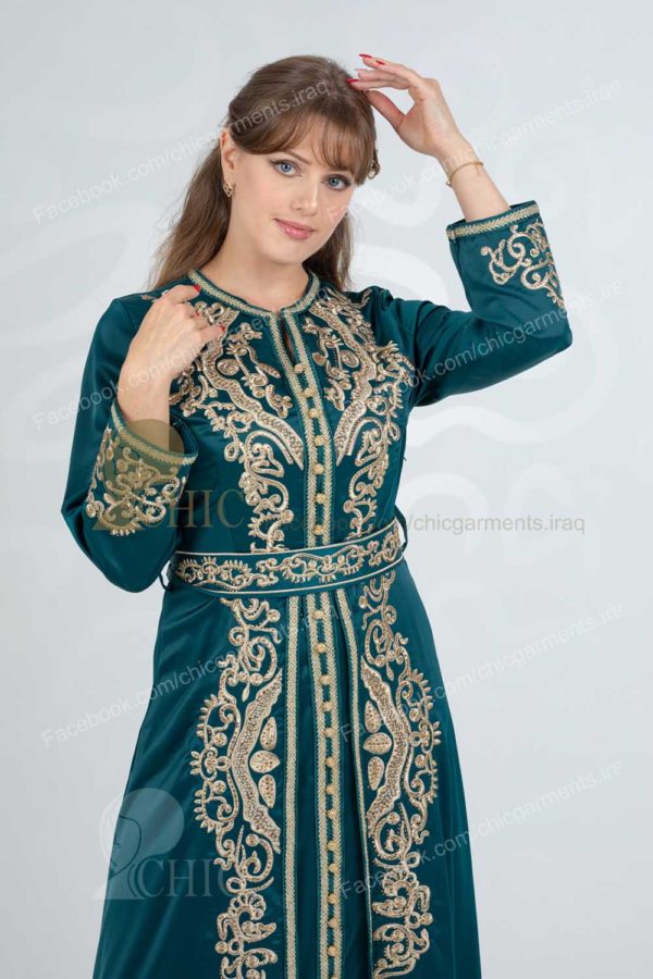 ⁦قفطان مغربي ردن طويله مفتوح | زيتوني⁩ - الصورة ⁦3⁩